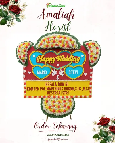 Karangan Papan Bunga Pernikahan di Kukuh